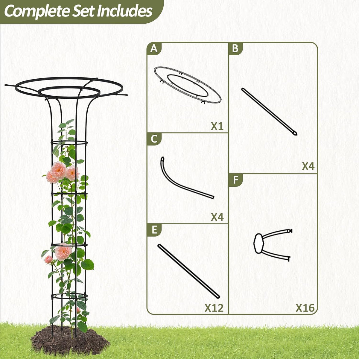 Trellis for Climbing Plants Outdoor - 69"(H), Expandable and Rust-Proof Metal Plant Support, Easy Installation, Garden