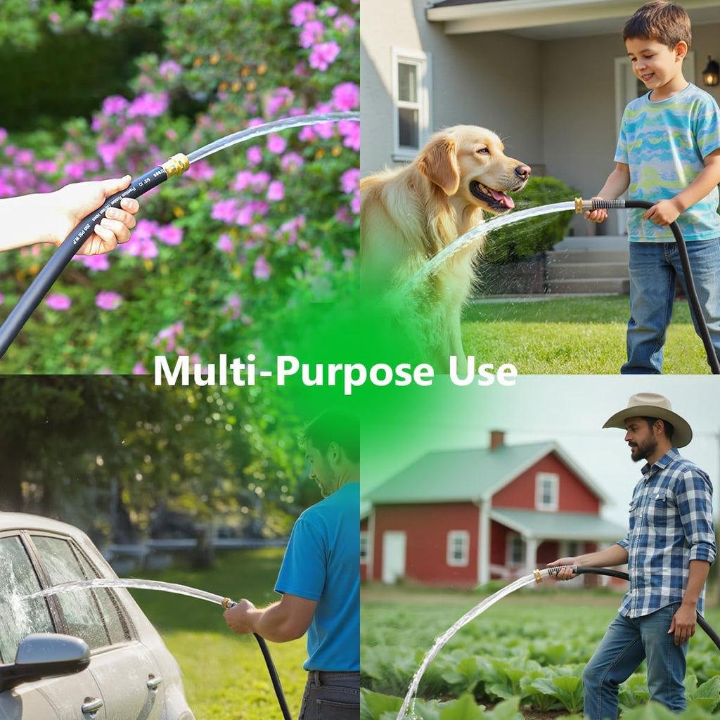 Guitrees 50FT 3/4 Heavy Duty Rubber Garden Hose - 300psi Working, 1000psi Burst - Hot/Cold Water - Five-Layered