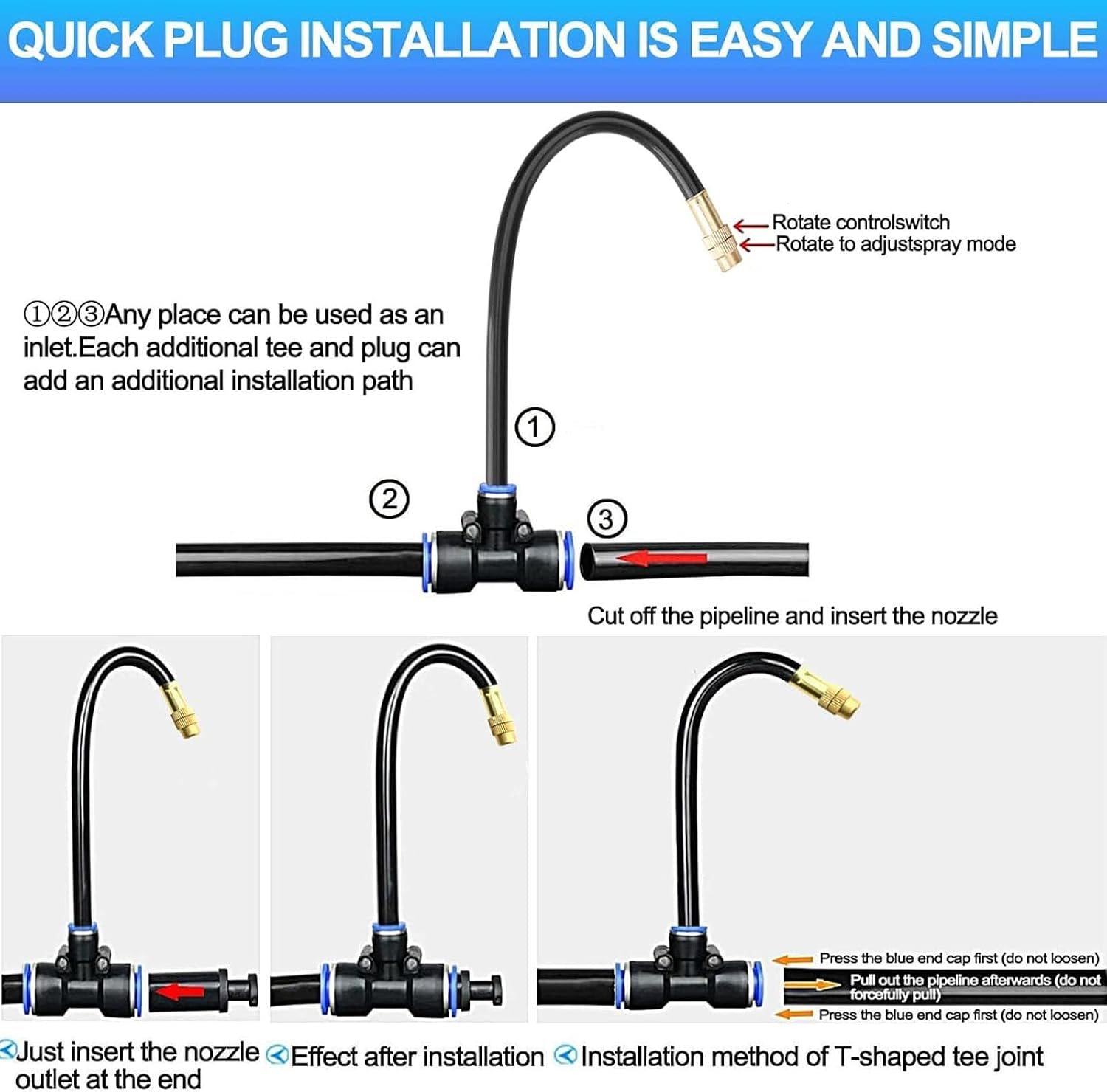 Automatic Greenhouse Drip Irrigation Kit – 20 Brass 360° Adjustable Nozzles, 65FT 1/2" Tubing & Misting System – Easy