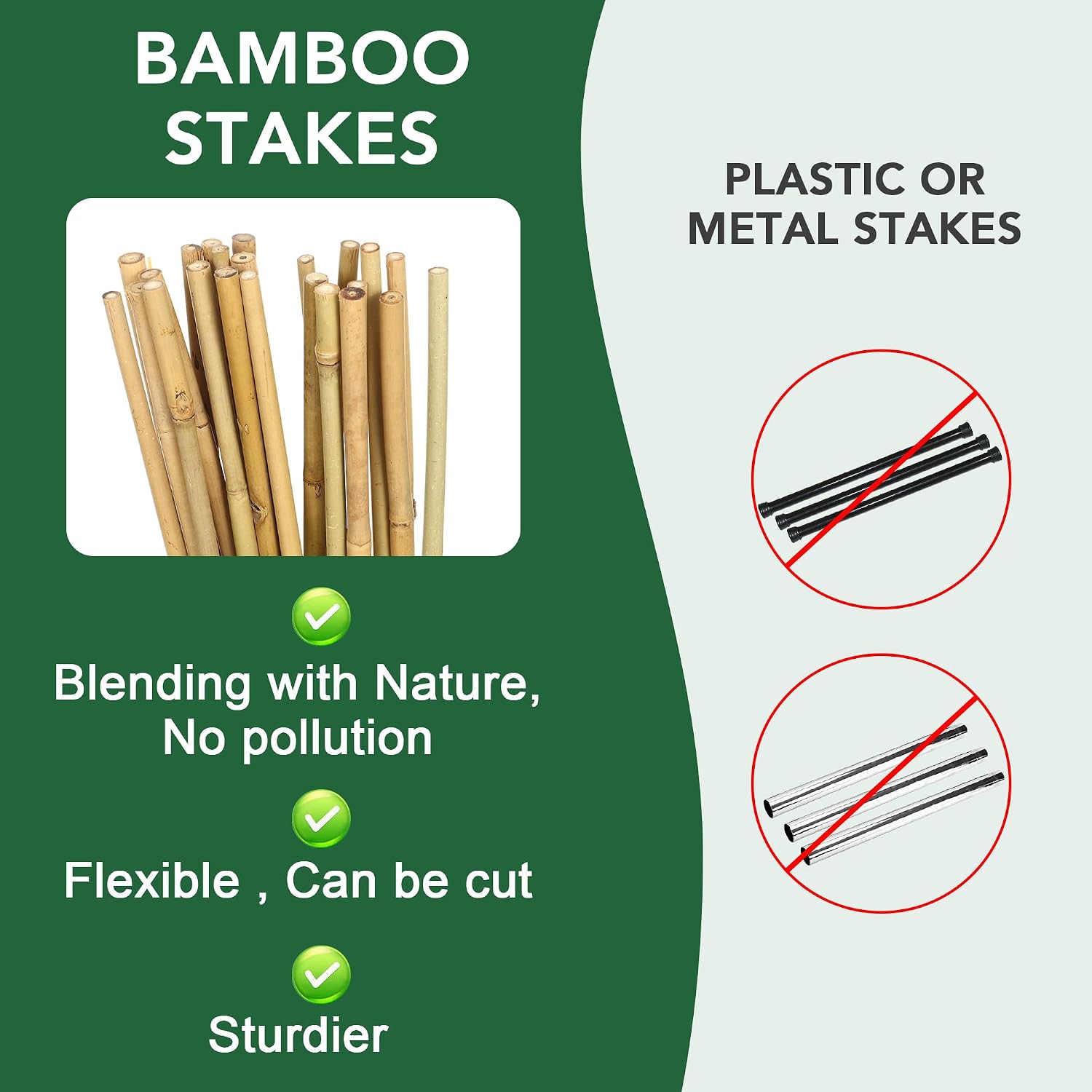 65 Pcs Bamboo Plant Stakes 4 Feet, Oltara Natural Bamboo Sticks Garden Stakes for Climbing Plants Support, Bamboo