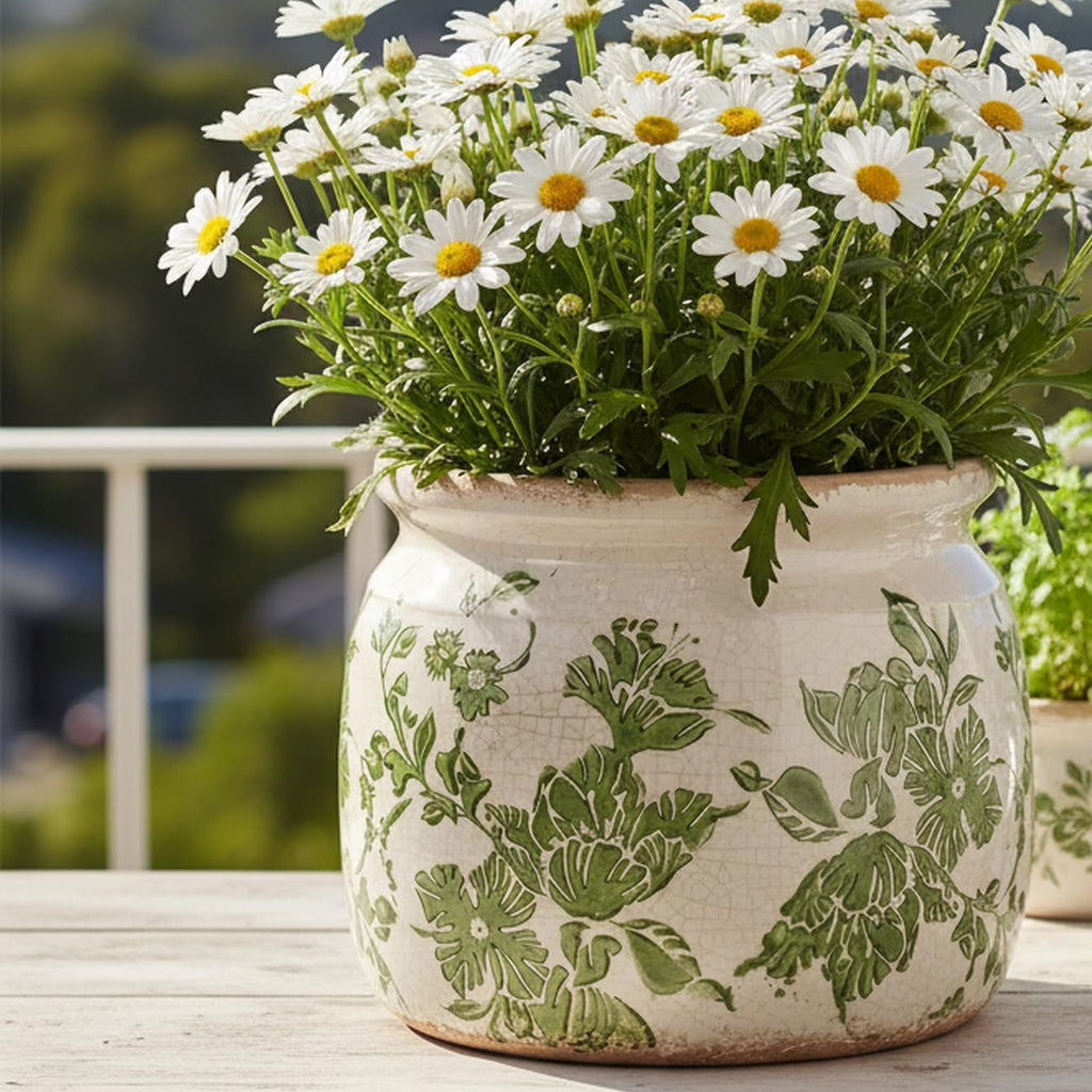 Tuscan Ceramic Indoor Plant Pot, Rustic Farmhouse Vase for Home Decor | 6.29'' Decoration Planter for Snake Plant