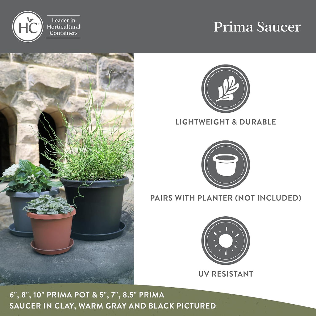 The HC Companies Round Prima Flower Pot Saucers - Plastic Plant Saucer for Outdoors & Indoors - Traditional Plant Pot