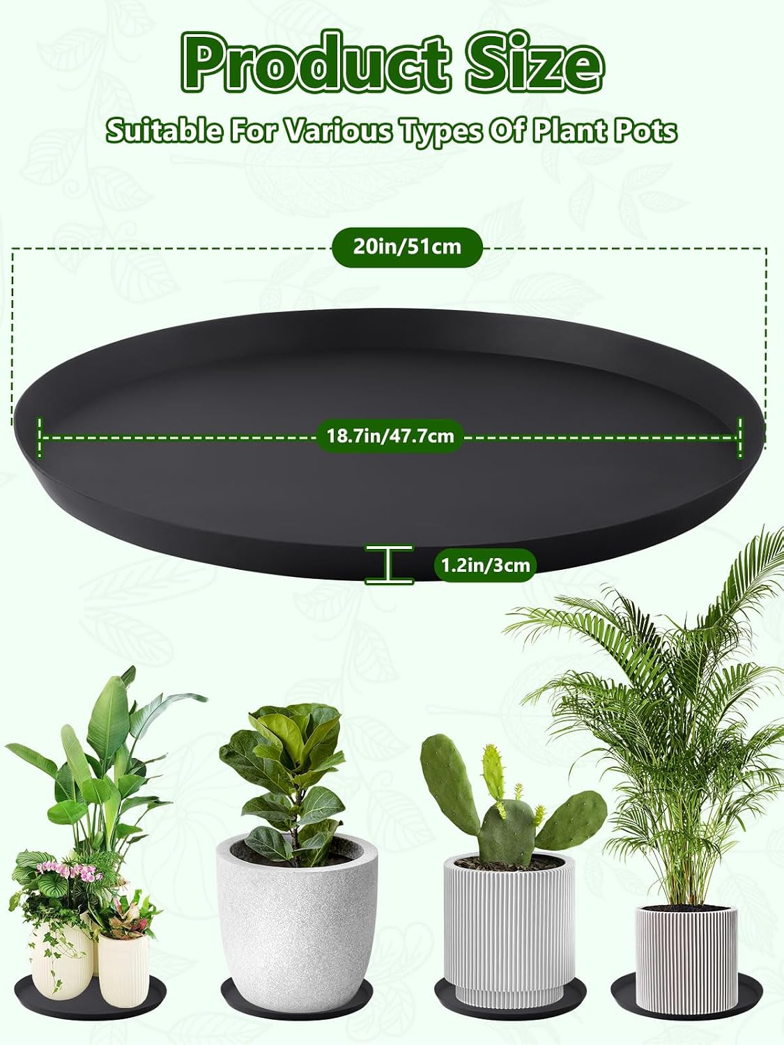 Kalolary 2 Pack Plant Saucer for Potted Plant 20 Inch Plant Pot Saucers | Silicone Plant Trays Plant Saucer Growing