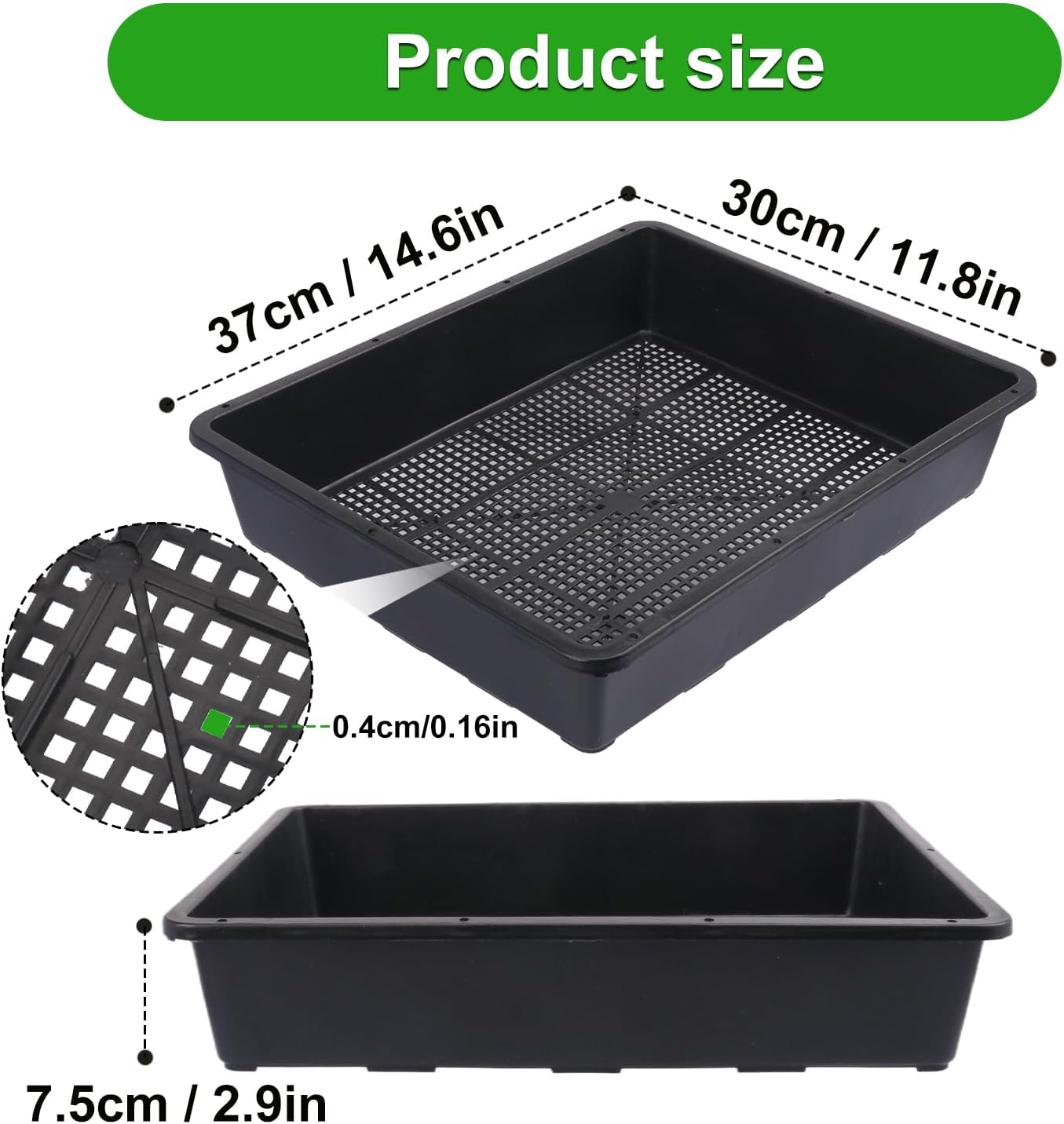 16 Pack Seed Starter Trays 15 x 12 inches Microgreens Growing Trays with Mesh Bottom for Germination, Hydroponic &