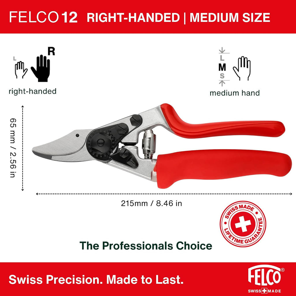 Felco F-12 Pruning Shears – 7.9" Garden Clippers with Anvil & Bypass Blades | Hand Pruners for Gardening | Garden Tool