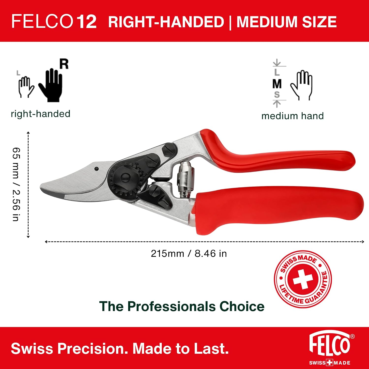 Felco F-12 Pruning Shears – 7.9" Garden Clippers with Anvil & Bypass Blades | Hand Pruners for Gardening | Garden Tool
