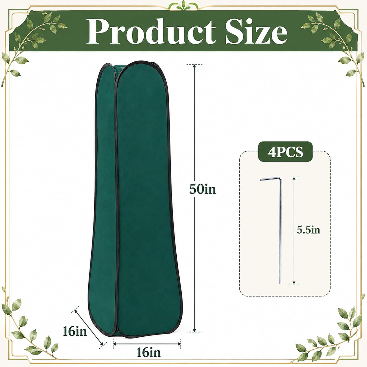 Pop Up Plant Cover Freeze Protection, Warm Winter Plant Protector Tent | 50'' x 16'' x 16'' Instant Shrub Frost Covers