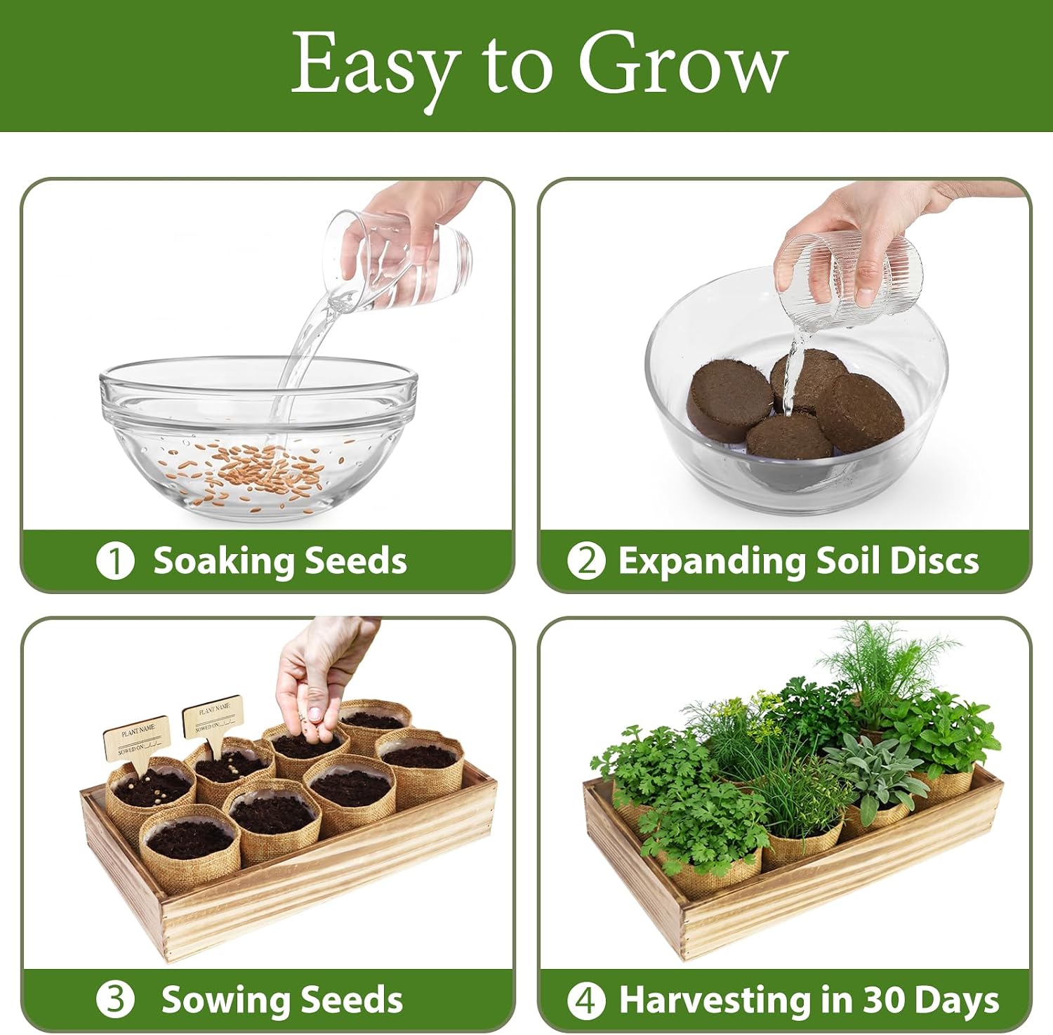 LUOJIBIE Herb Garden Kit Indoor, Herb Growing Kit with Seeds & Tools, Birthday Gifts for Women Men Mom Dad Girls Boys