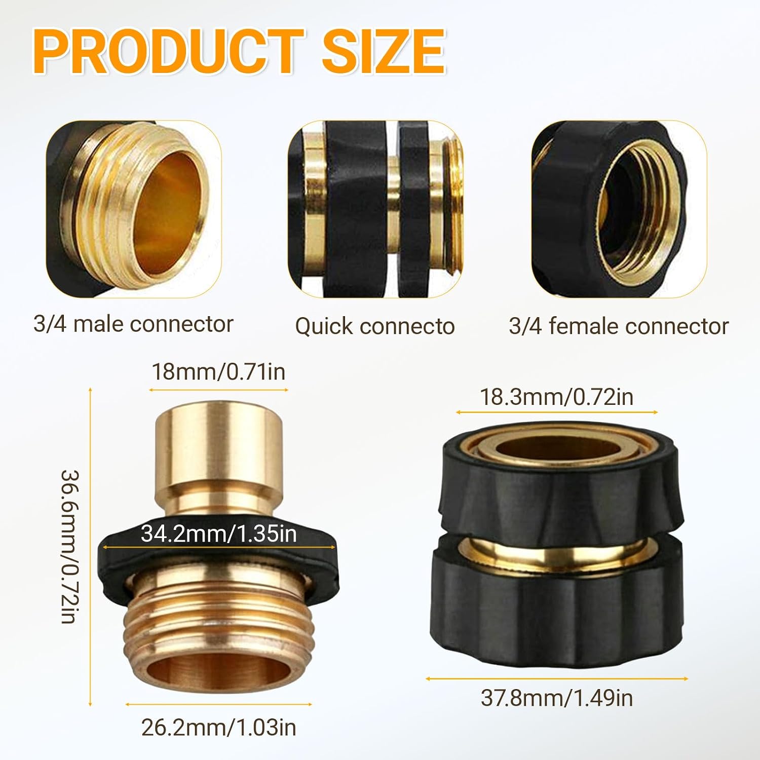 Jiexily Garden Hose Quick Connector, 2026 New Quick Connect Hose Fittings, 3/4 Inch Male and Female Attachment Quick