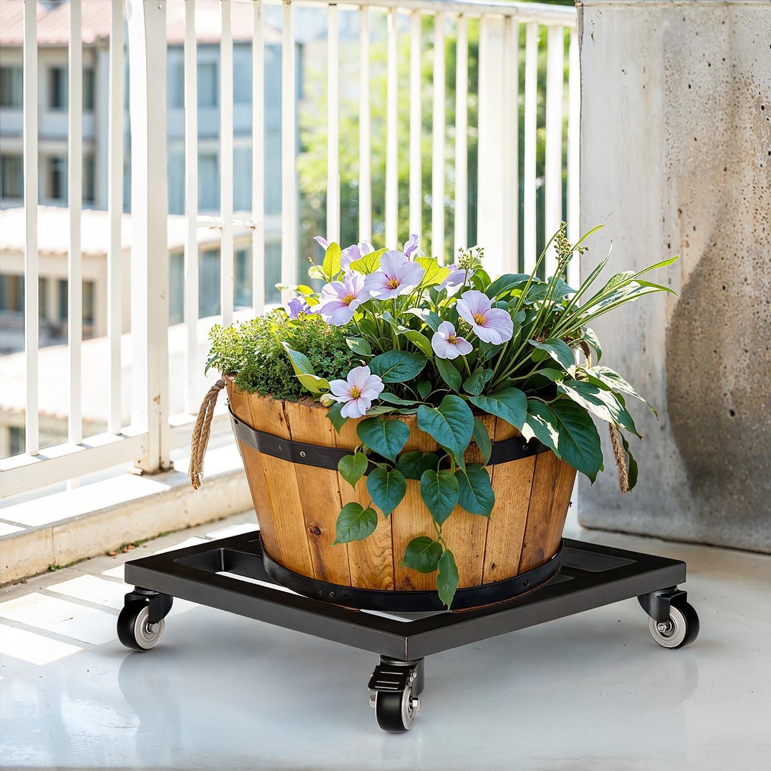 Upgraded apacity 385lbs, 14Inch Plant Caddy with Wheels Heavy Duty, Thicker Metal Plant Dolly, Plant Stand with Wheels
