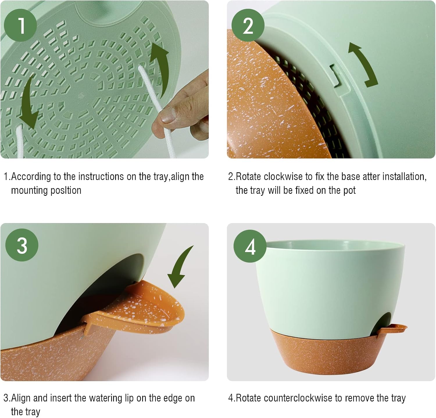 WOUSIWER 10 inch Self Watering Planters, 2 Pack Large Plastic Plant Pots with Deep Reservior and High Drainage Holes