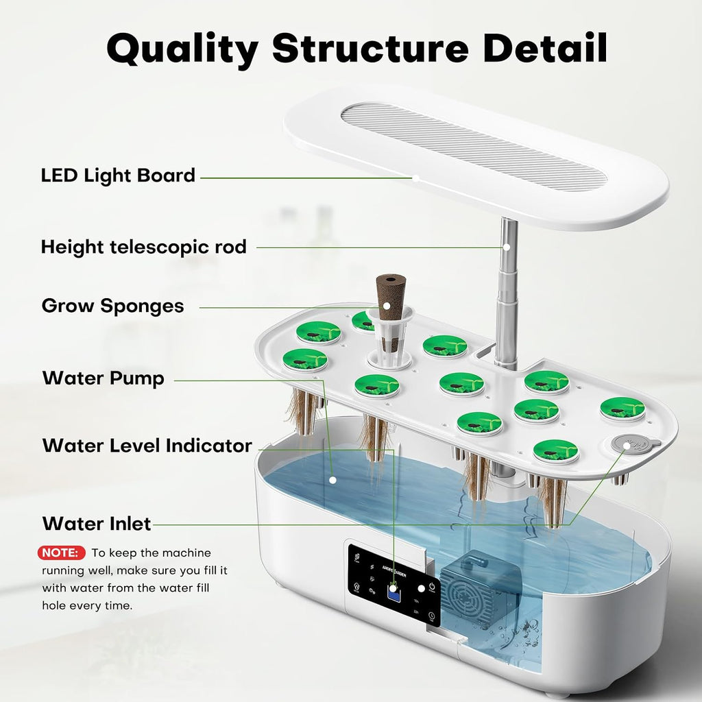 Ahopegarden Hydroponics Growing System: 12 Pods with Touch Control Panel | Indoor Herb Garden with Grow Light