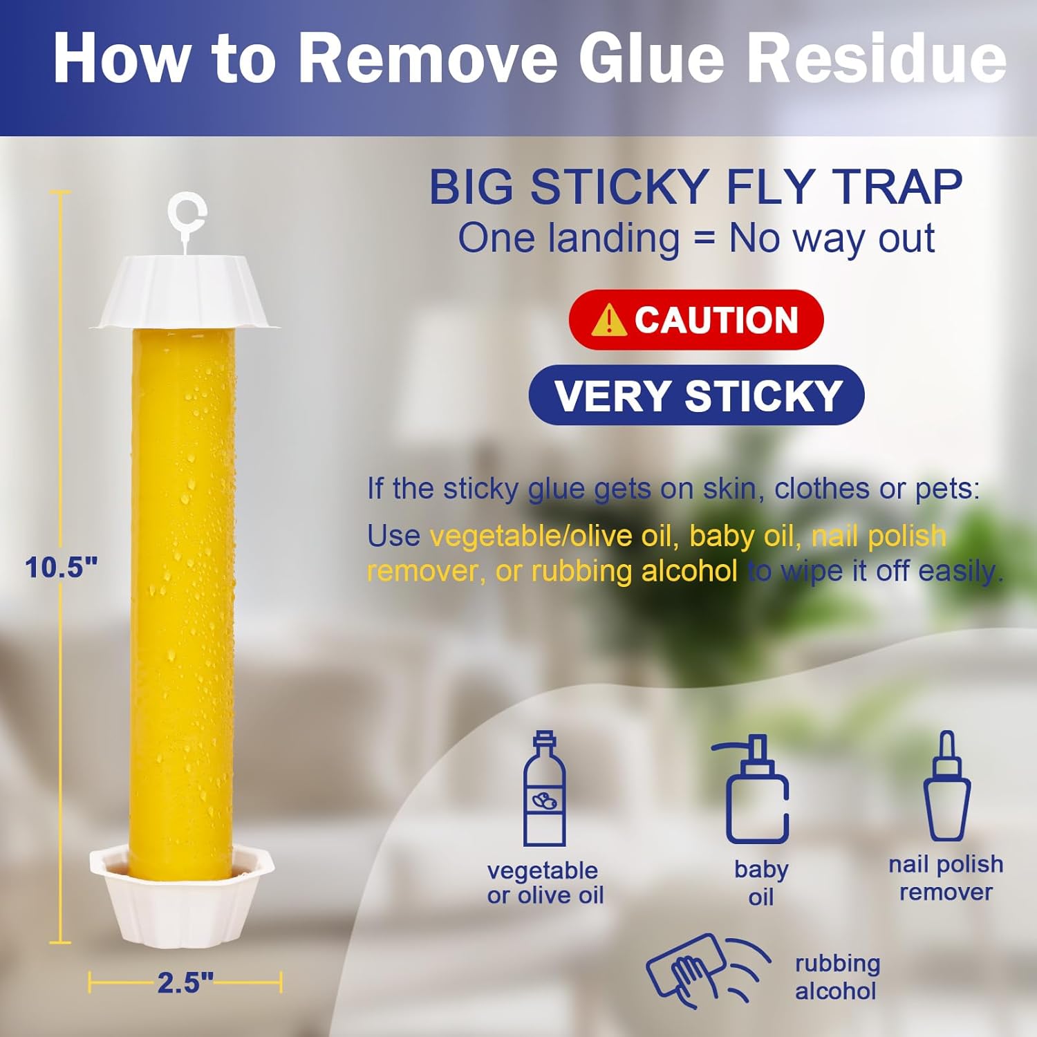 Sticky Fly Traps Indoors & Outdoor 6pk | Fly Stick Catcher Strips for Gnats, House Flying Insect, Super Sticky Hanging