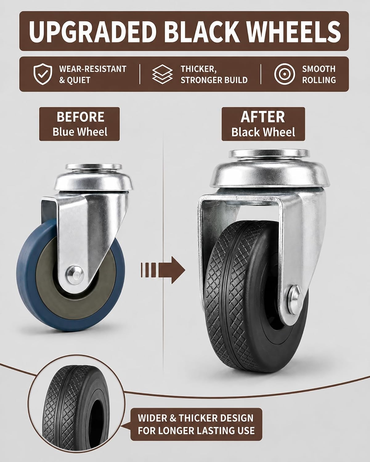 20" Metal Rolling Plant Caddy with Wheels, Indoor Outdoor, 2-Pack Bronze | Entirely Made of Metal, 8 x 360° Wheels