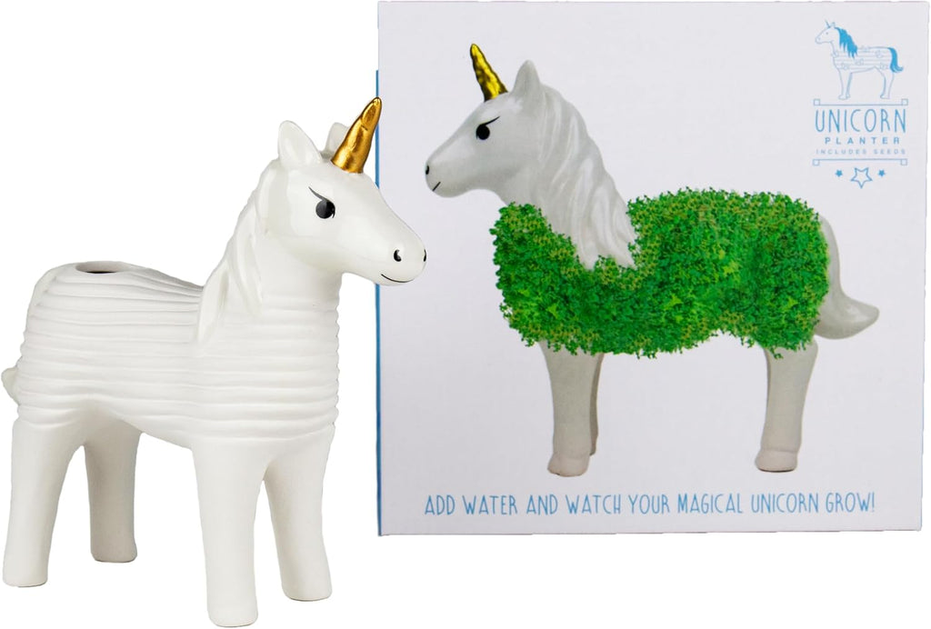Gift Republic Unicorn Shaped Chia Planter. Desktop Magical Unicorn Chia Animal. Fun Grow Kit Gift Idea