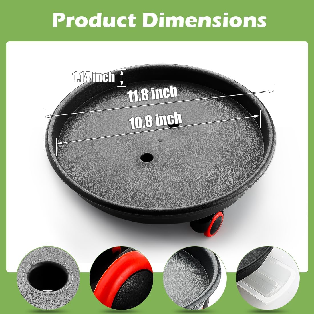 RooTrimmer 3 Pack 16 Inch Rolling Large Plant Pots | Heavy duty plastic planters with wheeled saucers and drainage