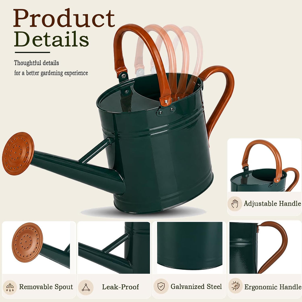 Metal Watering Can for Plants,Watering Cans for Outdoor&Indoor Gardening, Galvanized Steel Water Can with Removable