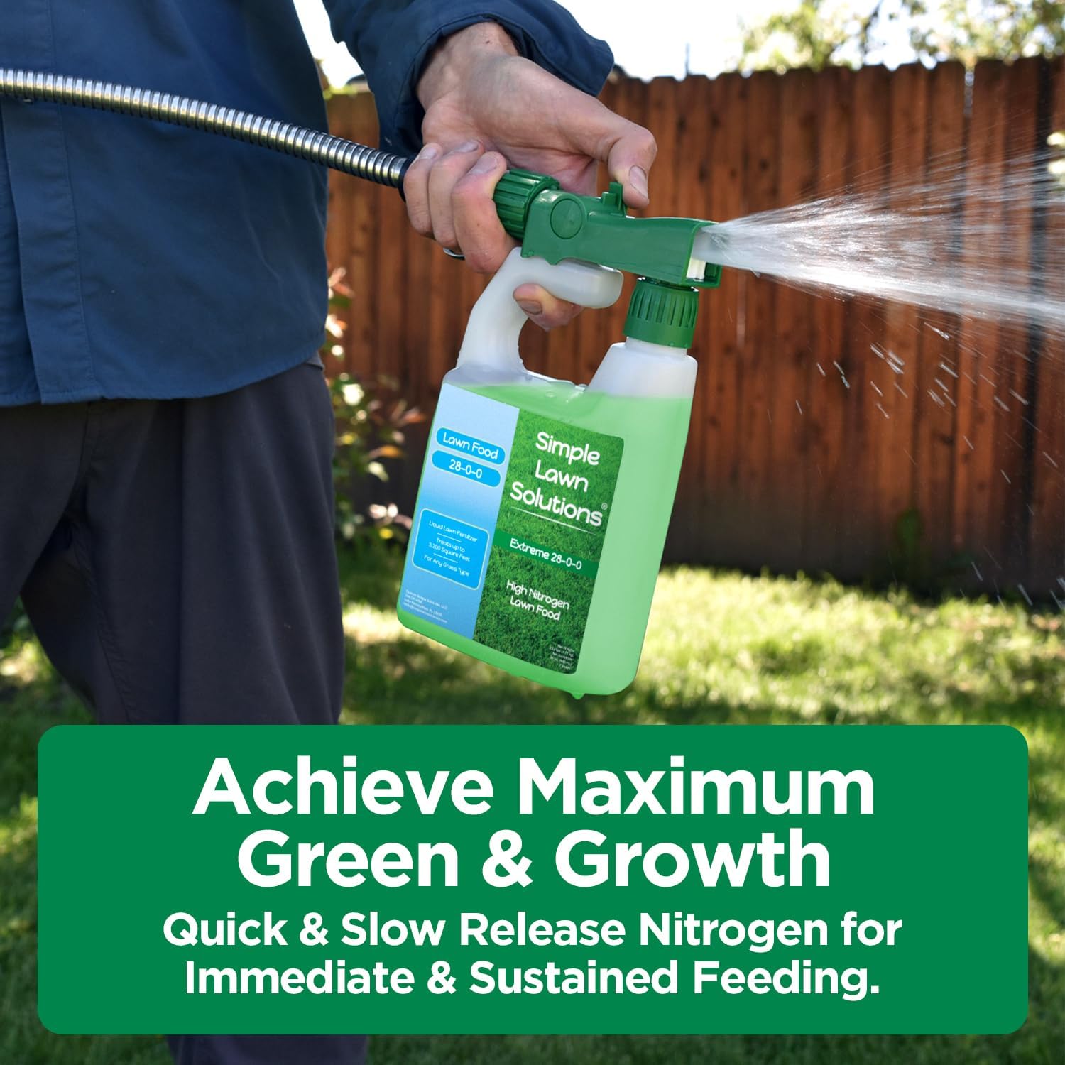 Maximum Green & Growth Fertilizer High Nitrogen 28-0-0 Liquid Lawn Food Spray Spring & Summer- Any Grass Type- Simple