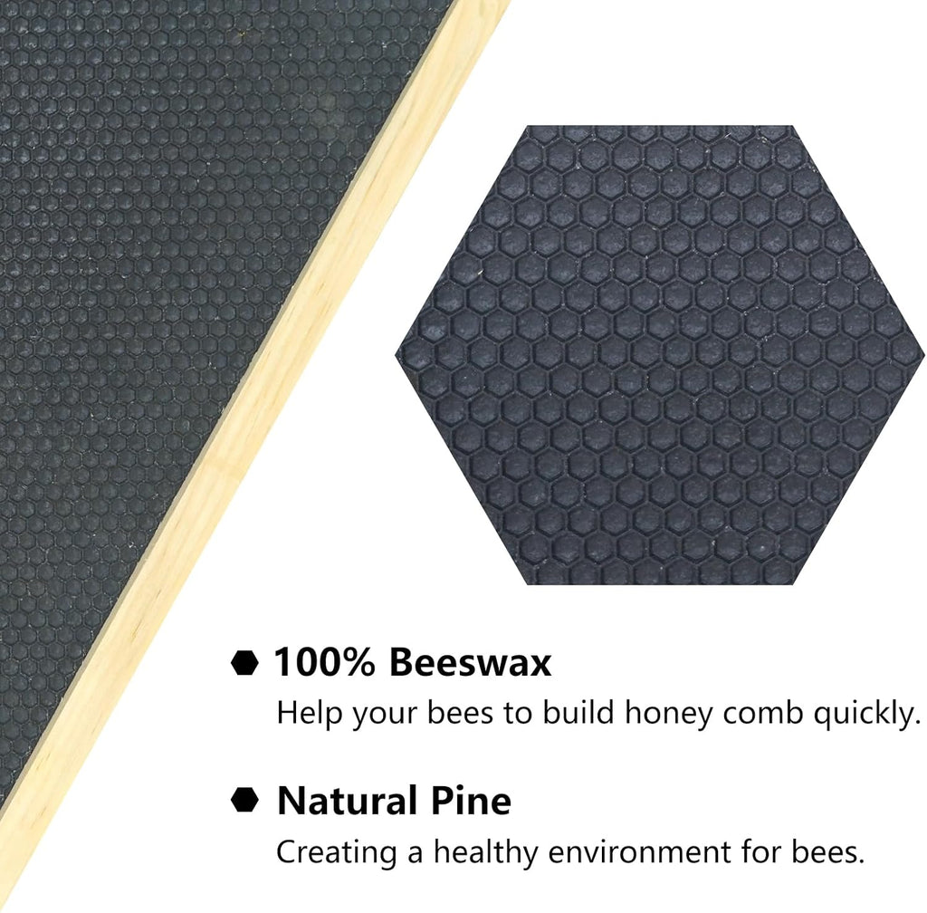 BeeTech 10-Pack Deep Brood Box Wooden Beehive Frames and 100% Beeswax Dipped Plastic Foundations for Beekeeping