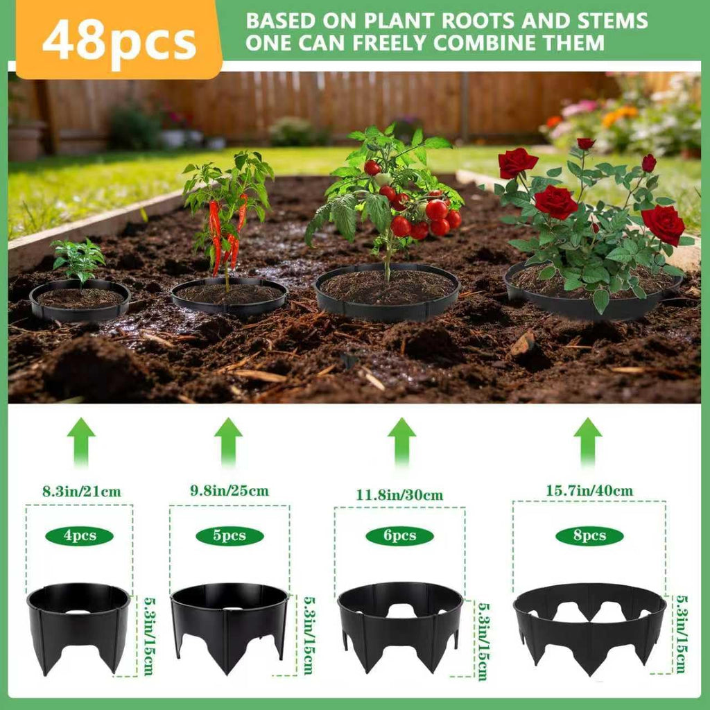 48PCS Planting Grow Rings with Shovel, Diameter Range 8.3-15.7in Adjustable Round Plant Support Garden Circle Ring for