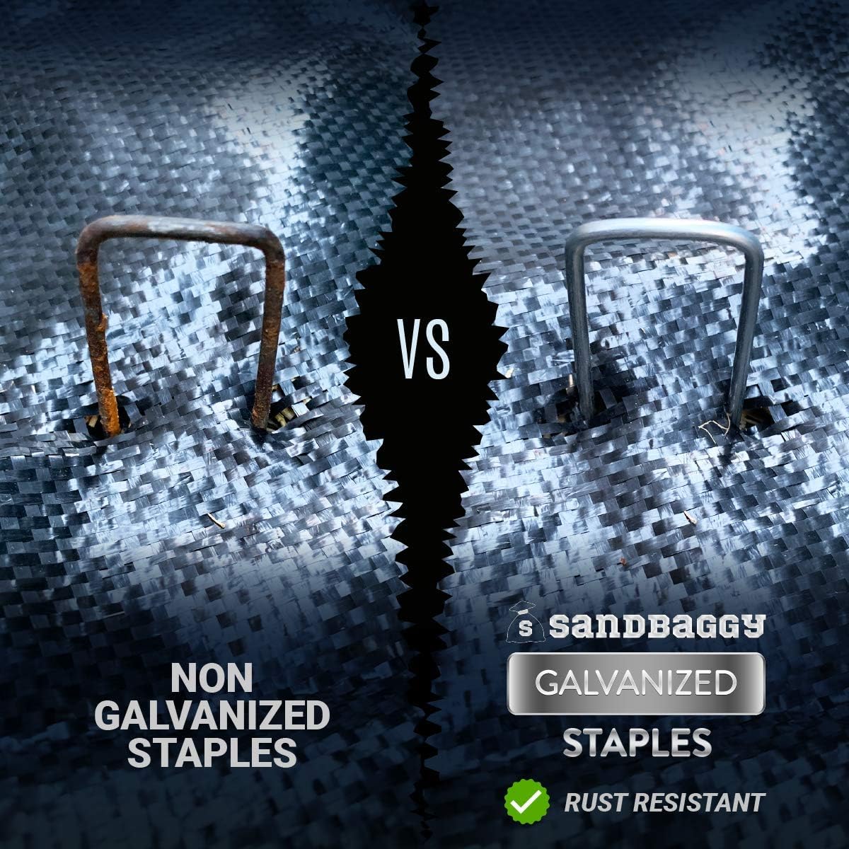 Sandbaggy 12 Inch Rust-Free Landscape Staples ~ Extra Long SOD Garden Stakes Weed Barrier Pins (100 Staples)