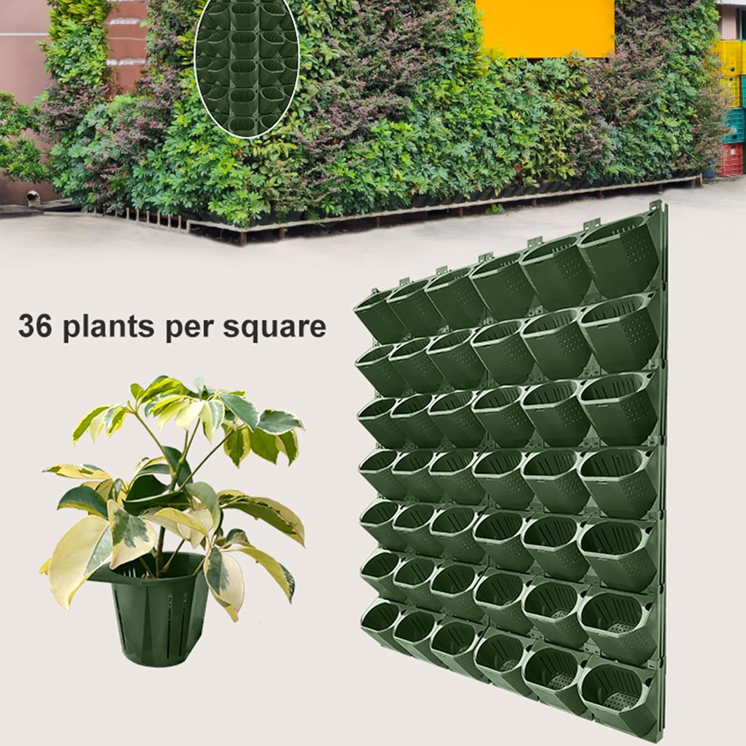 36 Pockets Self Watering Wall Mounted Vertical Planter, Wall Planter Indoor Vertical Living Green Plant Wall Easy