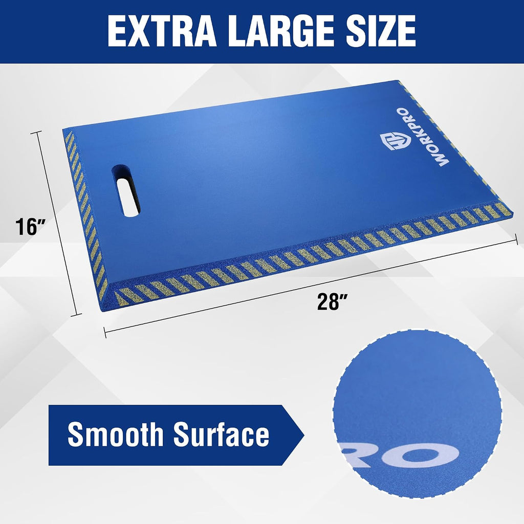 WORKPRO Extra Thick Kneeling Pad, Blue, 28 x 16 x 1.2in | Soft NBR Foam Knee Cushioning, Extra Large Foam Kneeler Mat