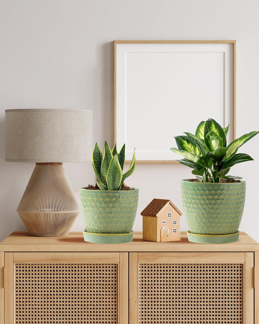 Plant Pots, Flower Pots, Planters for Indoor Plants(6.5+5.5inch), Flower Pots for Indoor Plant with Drainage Hole and