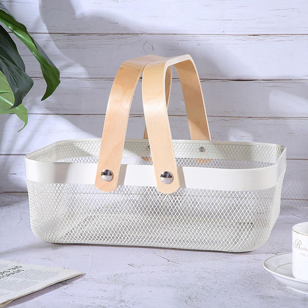 AJIODA Metal Mesh Steel Basket, Storage Organizer Basket Garden Harvest Basket Multi-functional Kitchen Fruit Baskets