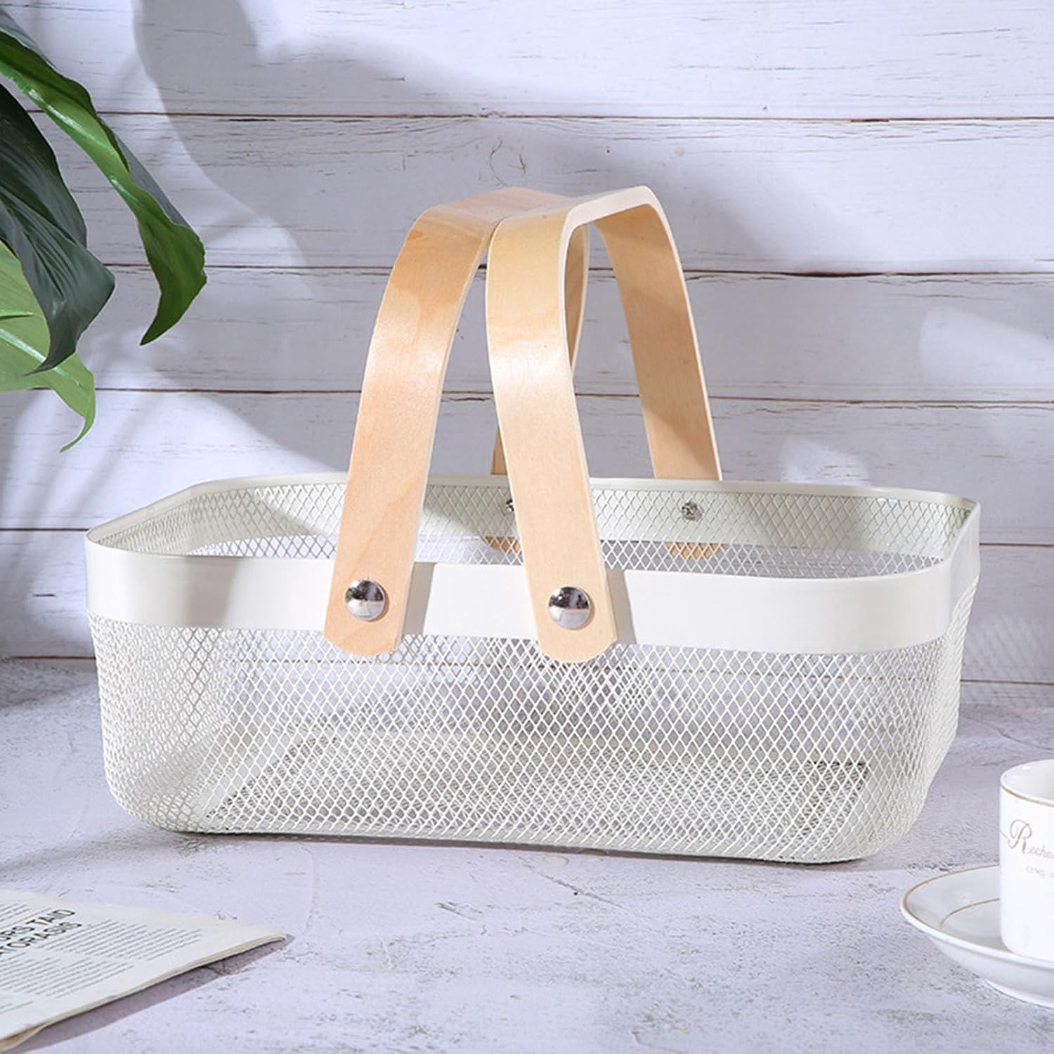 AJIODA Metal Mesh Steel Basket, Storage Organizer Basket Garden Harvest Basket Multi-functional Kitchen Fruit Baskets