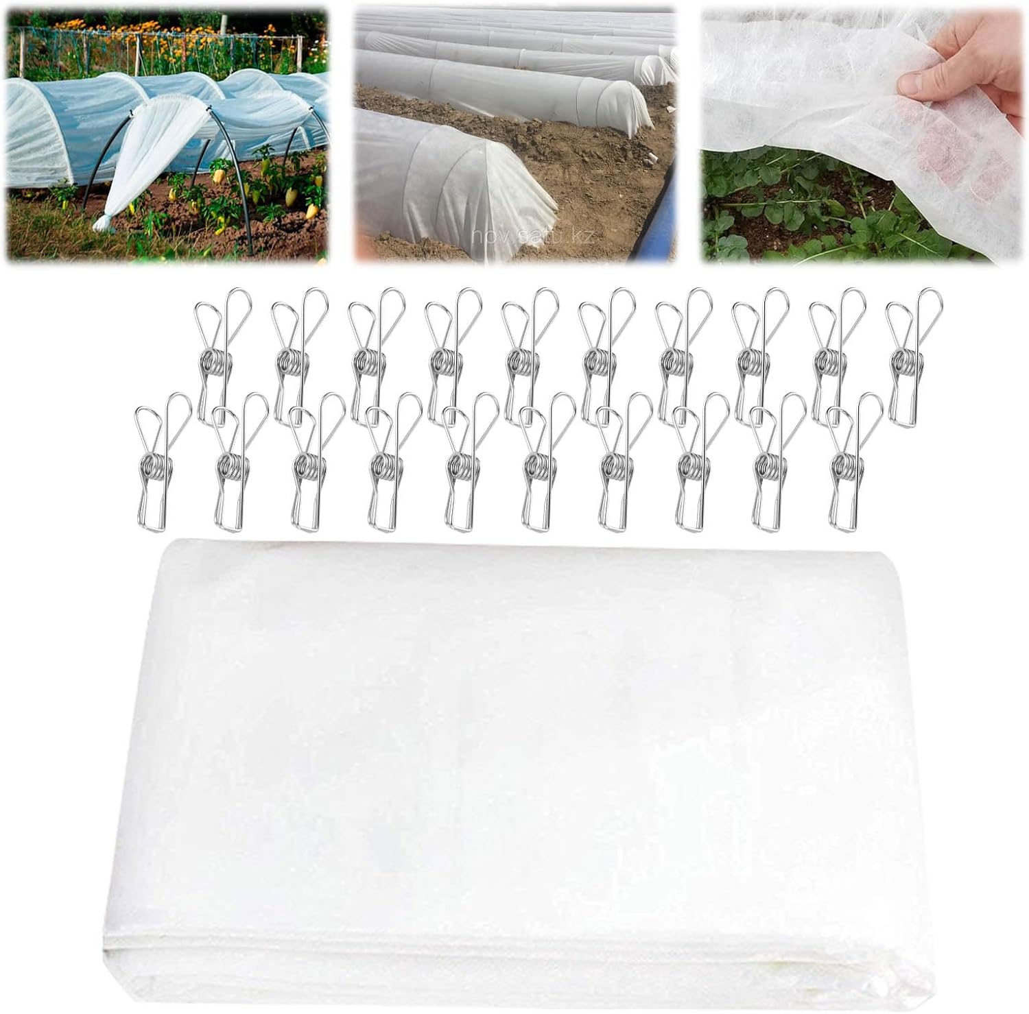Tefola Plant Covers Freeze Protection with 20 Stainless Steel Clips, 10 x 29.5Ft Frost Cloth Plant Blankets Floating