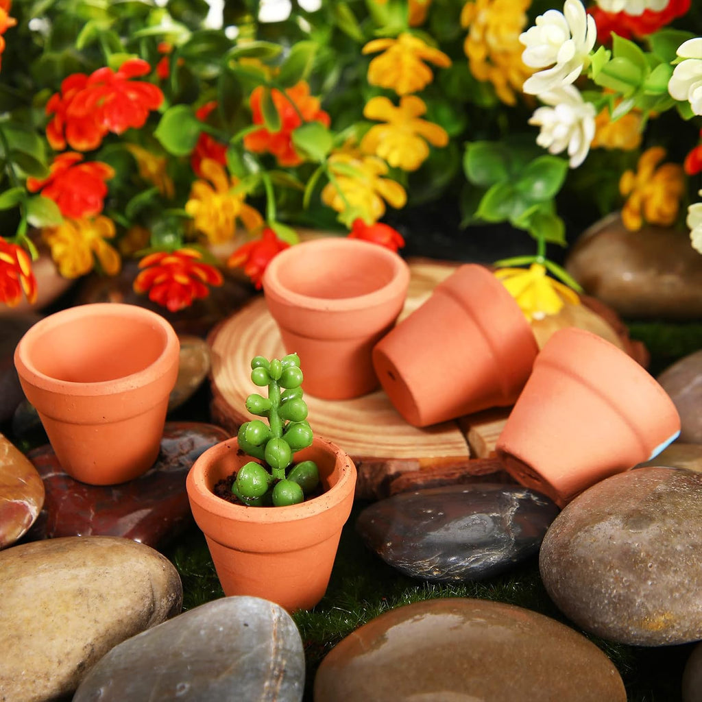 Gerrii 50 Pcs Mini 1. 2 Inch Terracotta Pots Bulk Small Clay Tiny Miniature Cactus Flower Succulent Plant Nursery Pots