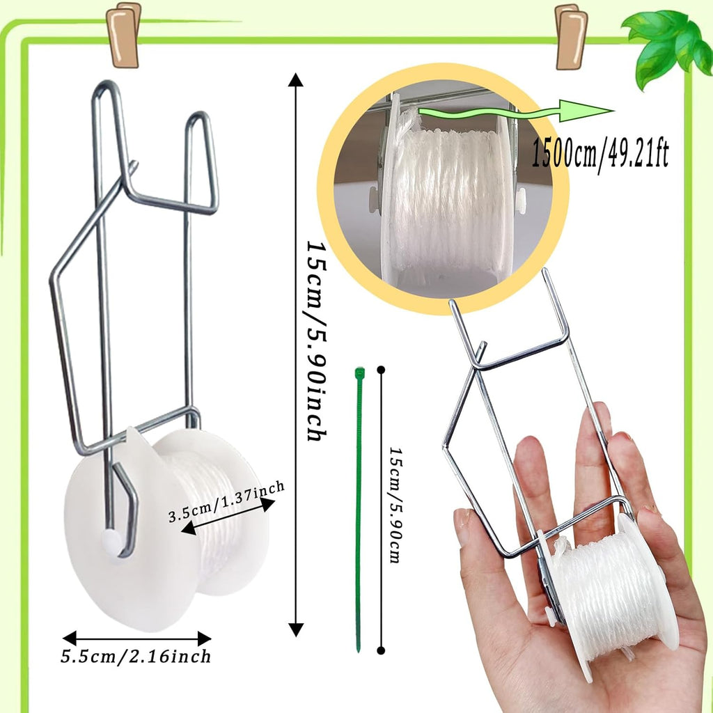 20Pack Tomato Trellis Roller Hooks,Greenhouse Trellising Kit with 100Pcs String Zip Ties for Tomatoes,Vine Twine