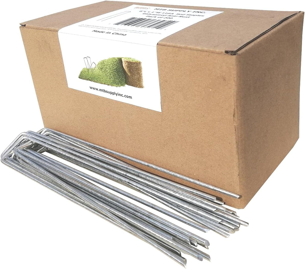 200 Pack 8 Inch 11GA(0.12inch) Galvanized Landscape Staples Garden Stakes Fence Netting Pins Ground Spikes Sod Cover