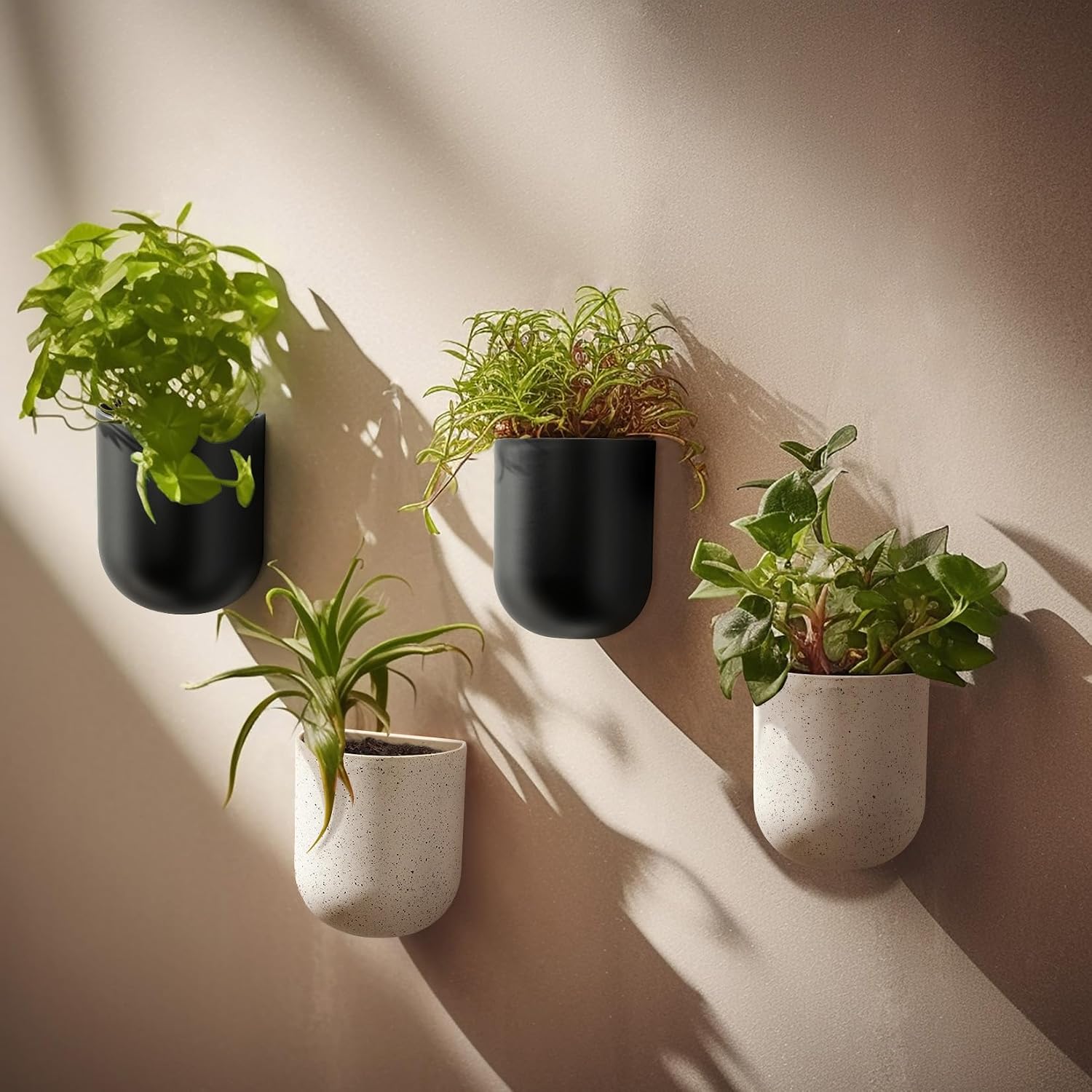 LA JOLIE MUSE Wall Hanging Planters for Indoor Plants，Hanging Flower Pots for Air Plants Succulent, Set of 2