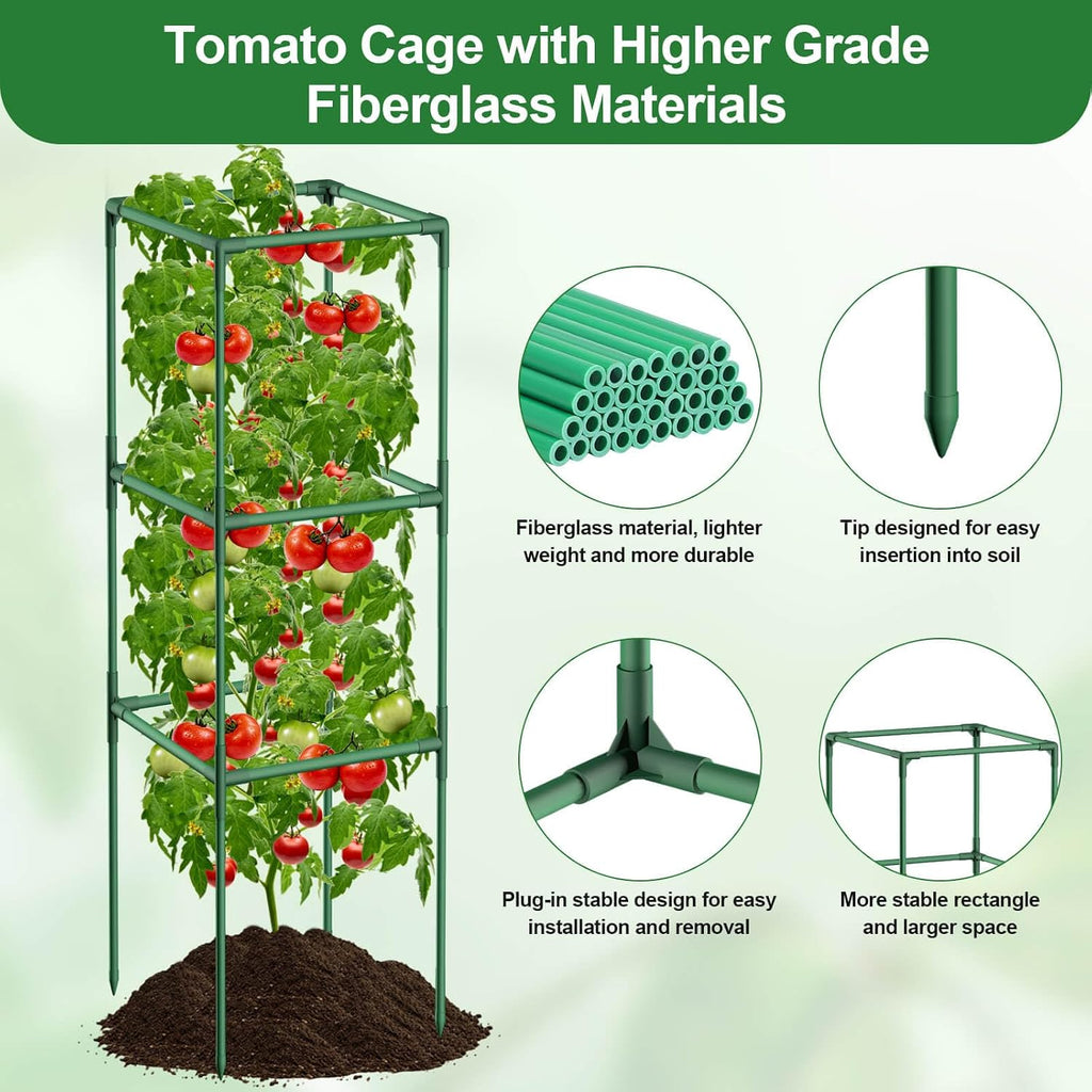 Lezmarket 3 Pack Tomato Cages for Garden, Tomato Trellis for Raised Garden Bed with Plant Clips and Twist Ties for