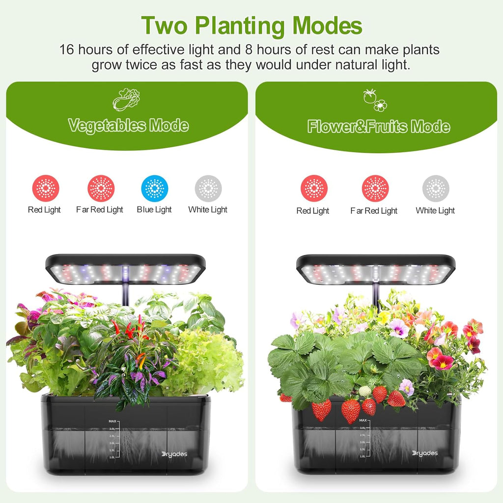 Hydroponics Growing System – Indoor Herb Garden w/Grow Light | Style of Clay Pebbles, w/ Premium Growth Lamp & Smart