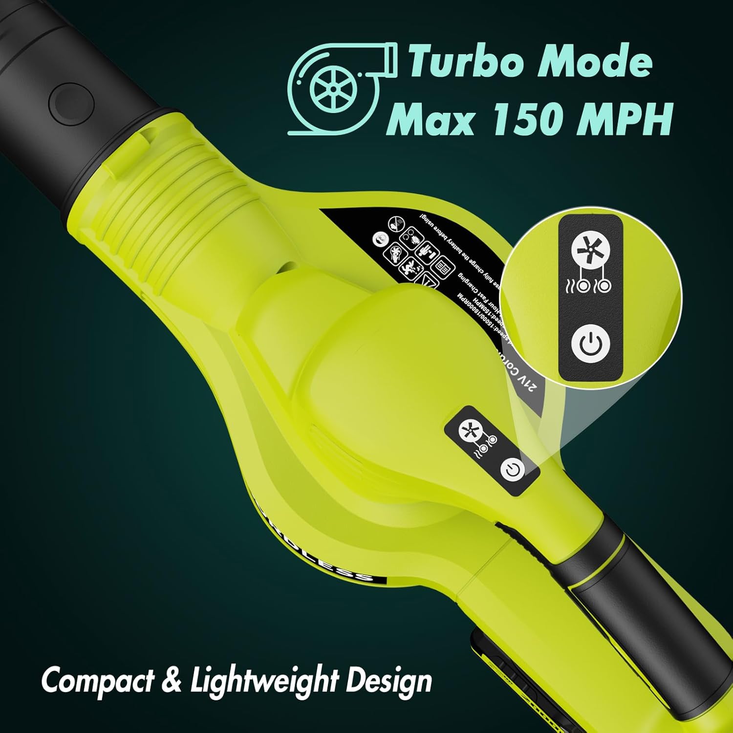 Leaf Blower Cordless 21V Electric with 2 Batteries and Charger Lightweight | 2 Speed Modes & 2.0Ah Powerful Battery