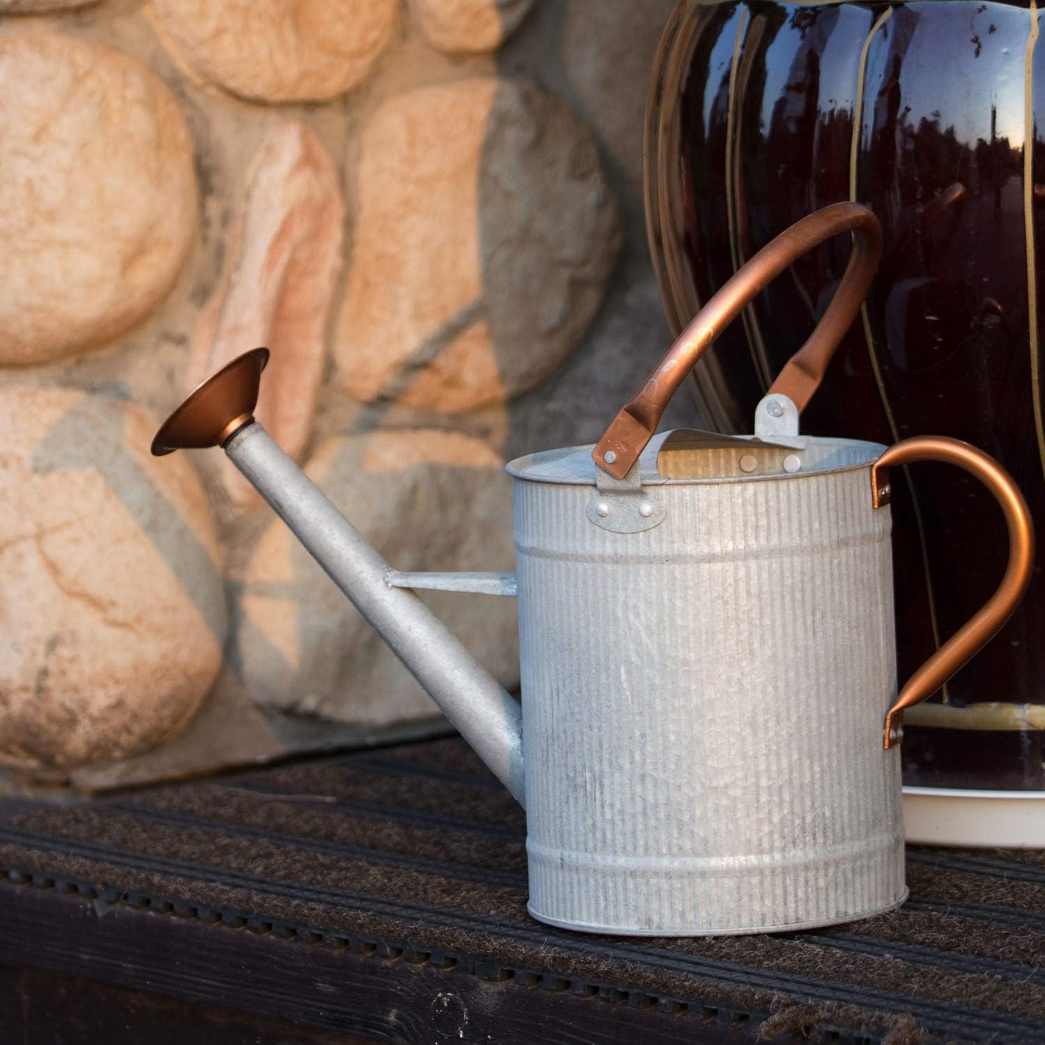 1 Gallon Watering Can, Metal Watering Can with Removable Spout, Farmhouse Galvanzied Water Can, Nice Plant Water Can