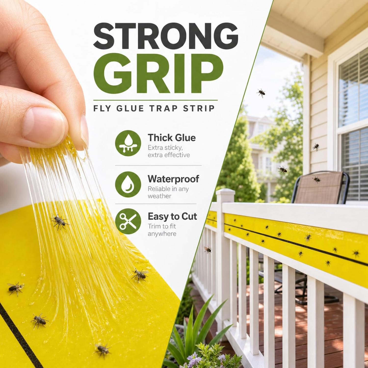 Qualirey 20 Pcs Giant Sticky Fly Traps, Fly Strips for Indoor Outdoor Hanging Flying Tapes Non Toxic Ribbon Fruit Gnat