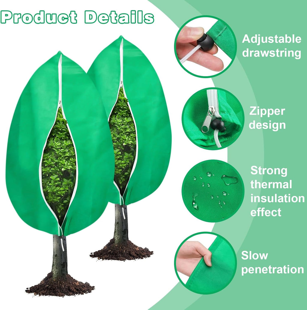 4 Pack Plant Covers Freeze Protection, 31.5" x 47.3" Large Frost Cloths Blankets with Zipper Drawstring, Shrub Jackets