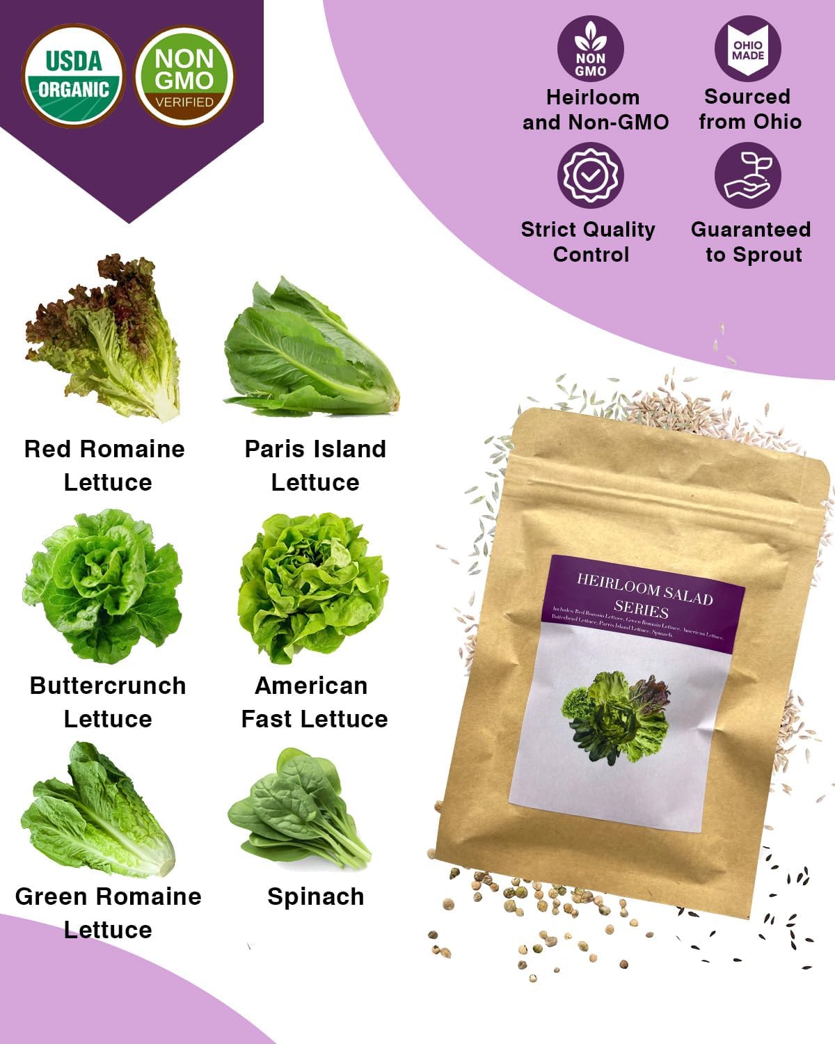 Salad Greens Seed Pod Kit for AeroGarden, iDoo, Ahopegarden, MUFGA with Red/Green Romain/American