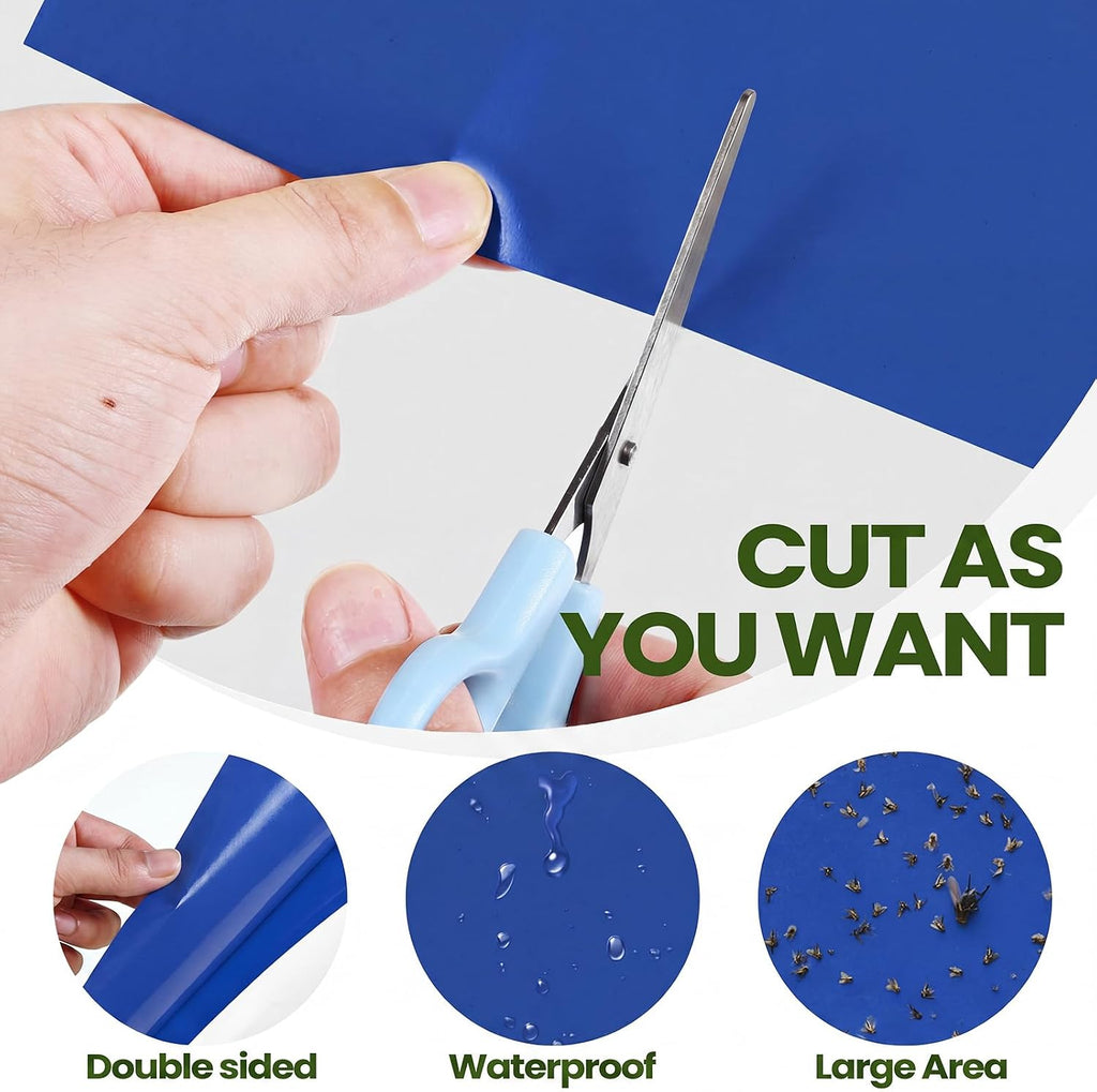 Qualirey 100 Pcs 6 x 8 in Blue Sticky Traps for Gnats Plant Insect Trap | Dual Sided Strong Sticky, Fungus Fruit Flies