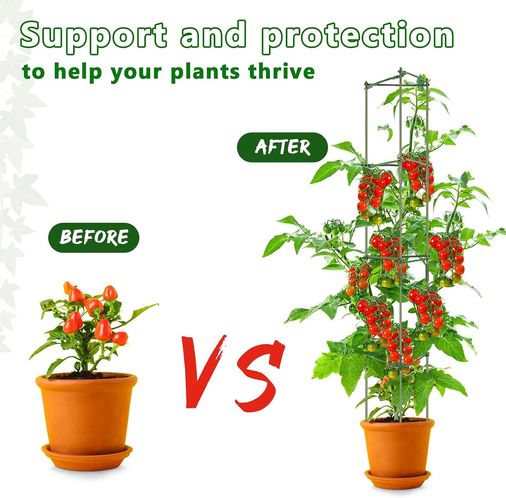 Hicarer 8 Pcs Tomato Cages for Garden up to 65" Plant Support Cage Trellis Assembled Tomato Garden Cage Heavy Duty