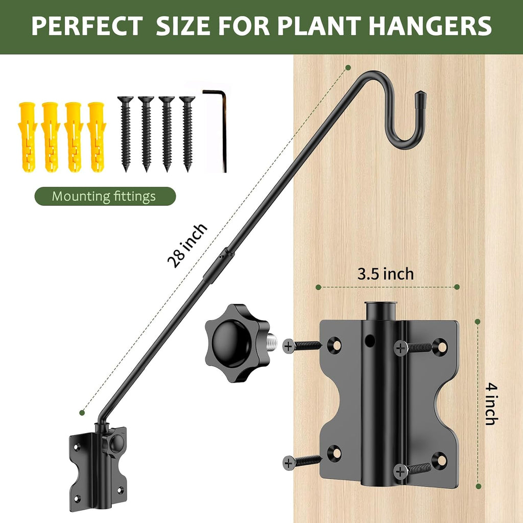 28" Wall Mount Heavy Duty Deck Hook | Powder-Coated Iron Resists Rust | 360° Rotation | Holds 30 Lbs | Ideal for Bird