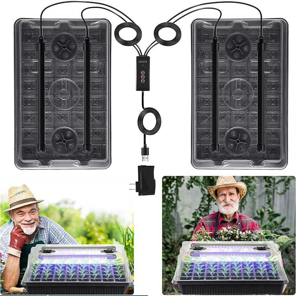 Seed Starter Tray with Grow Light, 2 Packs 80 Cells Seed Starting Kit, Reusable Seedling Starter Trays with Humidity