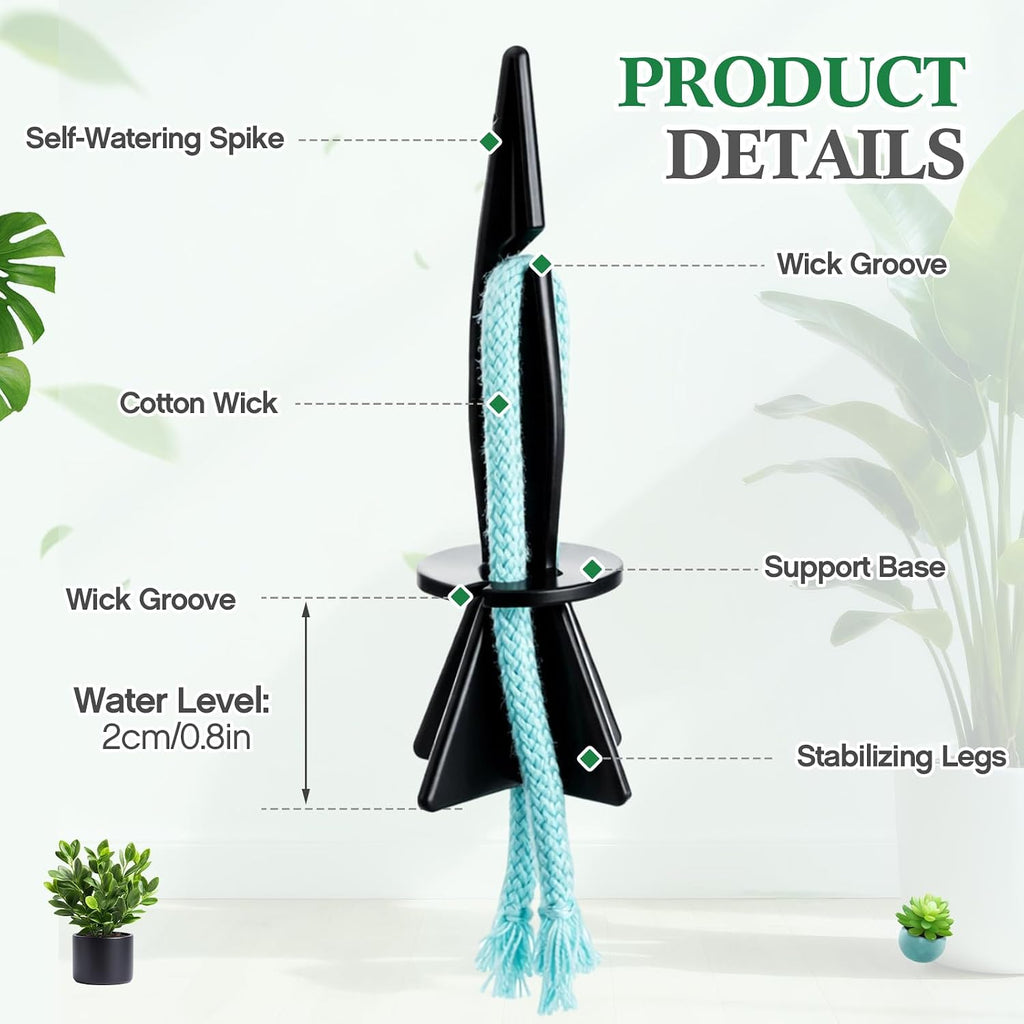 60 Pack Self Watering Spikes for Plants with Wick Rope,Small | 32.8ft Wick String for Potted Plant Pots, Automatic