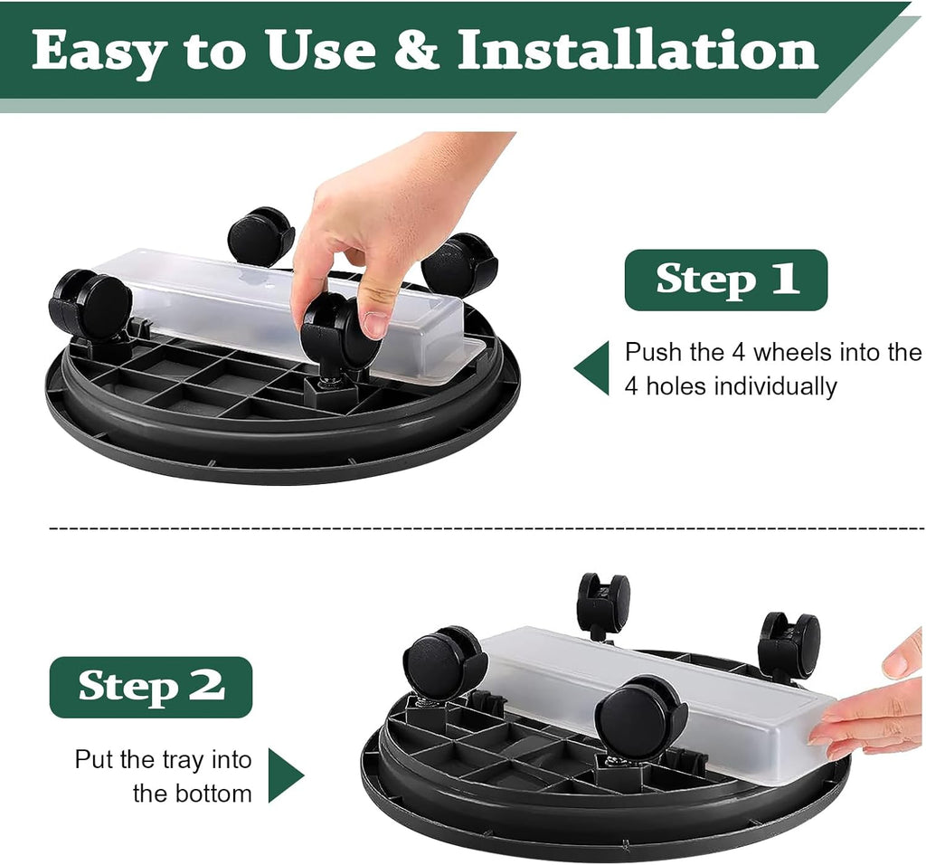 Looca Plant Caddy with Wheels and Drainage Tray, 13”Rolling Plant Stand Flower Pot Mover, Planter Caddies Round Plant