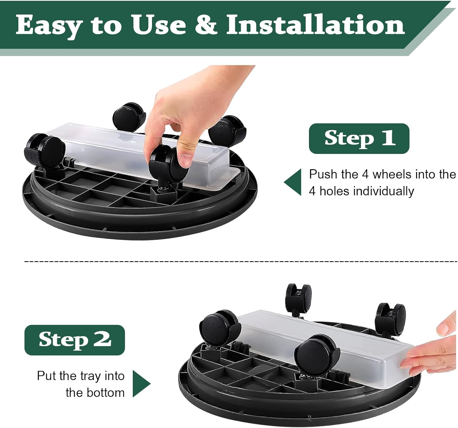 Looca Plant Caddy with Wheels and Drainage Tray, 13”Rolling Plant Stand Flower Pot Mover, Planter Caddies Round Plant