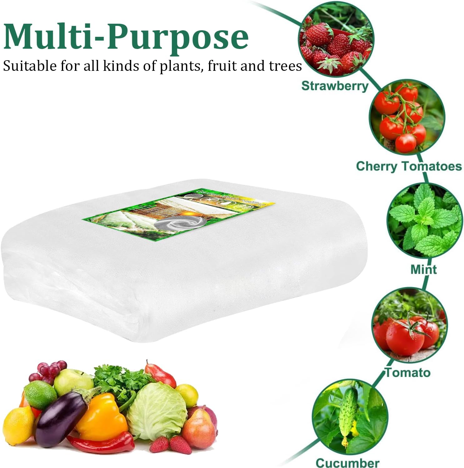 Garden Netting, Actgan Plant Cover 10x33FT Ultra Fine Mesh Netting, White Bird Netting Barrier Greenhouse Row Cover